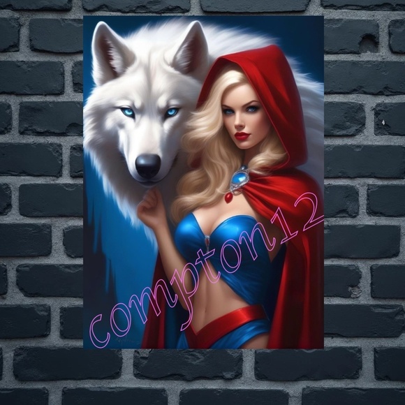 Riding Hood Tames the Wolf 13” x 19”  Fine Art Print -only 6 signed prints made - Picture 2 of 5